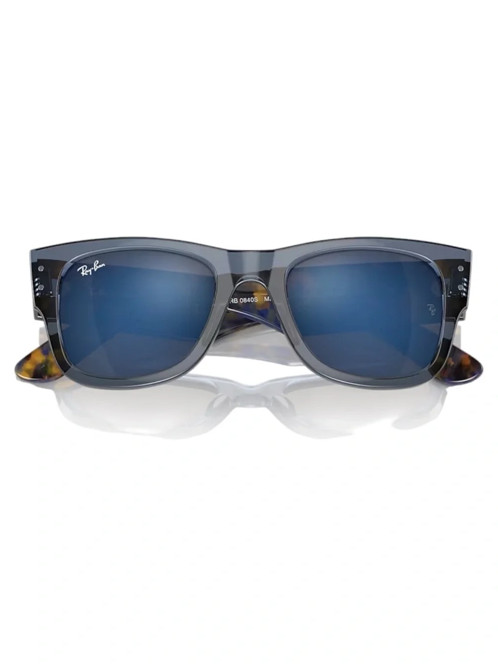 Ray-Ban Mega Wayfarer transparent dark blue w/ blue mirror lenses RB0840S |51.21